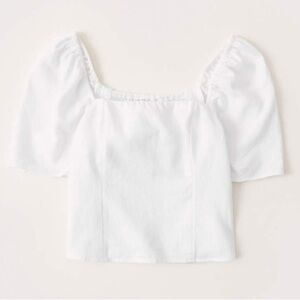 NWT Abercrombie & Fitch Linen Blend White Puff Sleeve Top